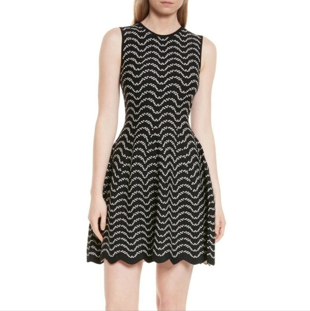 Ted Baker Bryena Black & White Jacquard Fit & Flare Dress Ted 3 = Small